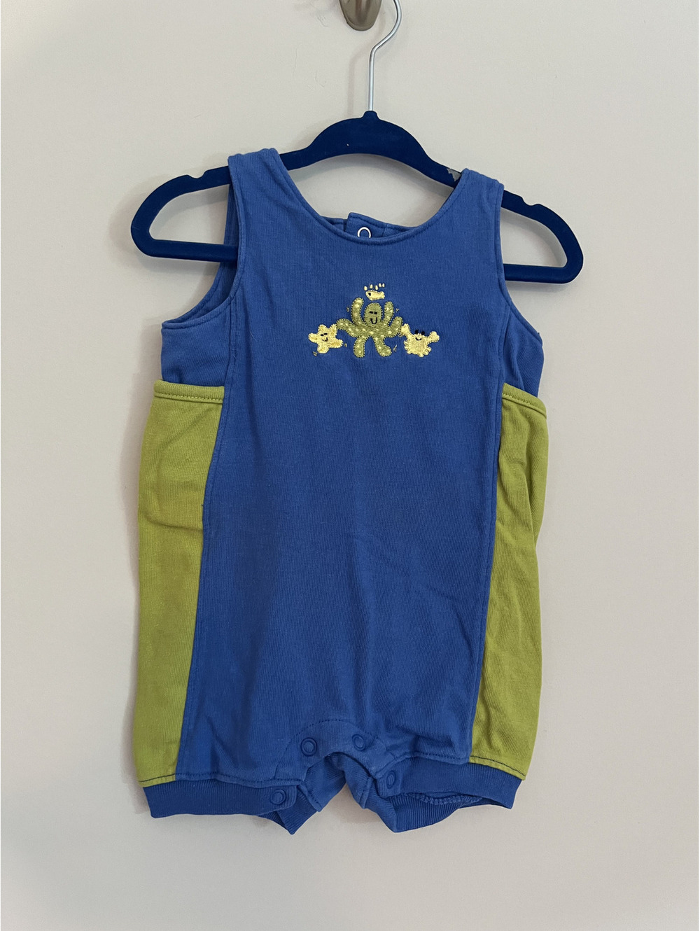 Vintage MiniWear Blue Green Octopus Starfish Sleeveless Romper